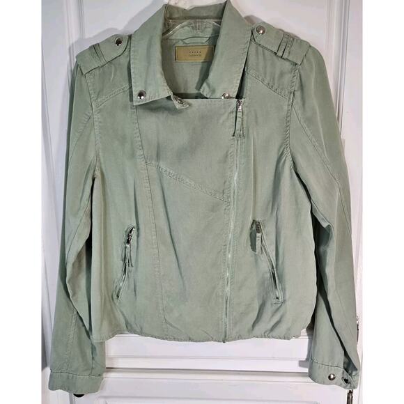 BLANKNYC / GOOD TIMES AHEAD MOTO JACKET Size Small Green Zippers And Snaps - Picture 1 of 11